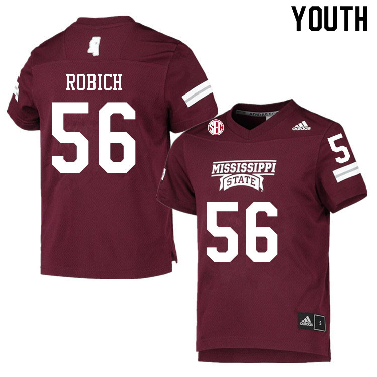 Youth #56 Rex Robich Mississippi State Bulldogs College Football Jerseys Sale-Maroon